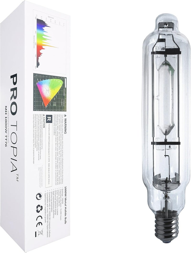 PROTOPIA 1000 Watt Vegetative Metal Halide Lamp MH Grow Light Bulb Lamp, MH 1000W E39, High PAR Enhanced Blue and Violet Spectrums CCT 6000K for Vege Growth and Flower - Image 1